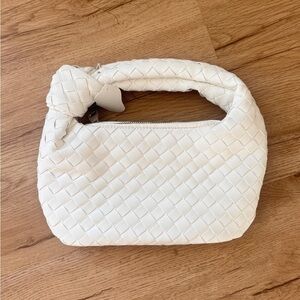 White Woven Handle Shoulder Bag